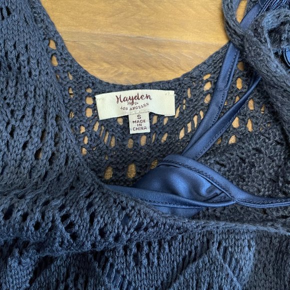 Hayden Knit dress in deep navy blue with navy slip size small. - Picture 6 of 7